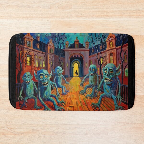 Item preview, a courtyard filled with horrors expressionist art painting designed and sold by Vintage Designs +.