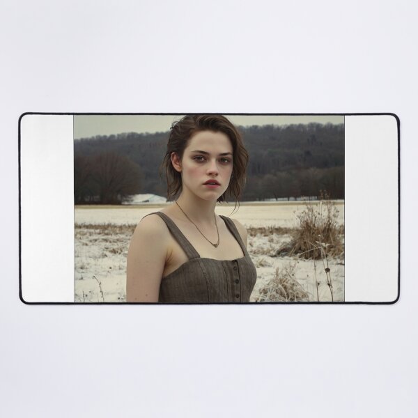 Item preview,  Autumnal fall seasonal art of a beautiful woman standing in a snowy field after Bougereau designed and sold by Vintage Designs +.