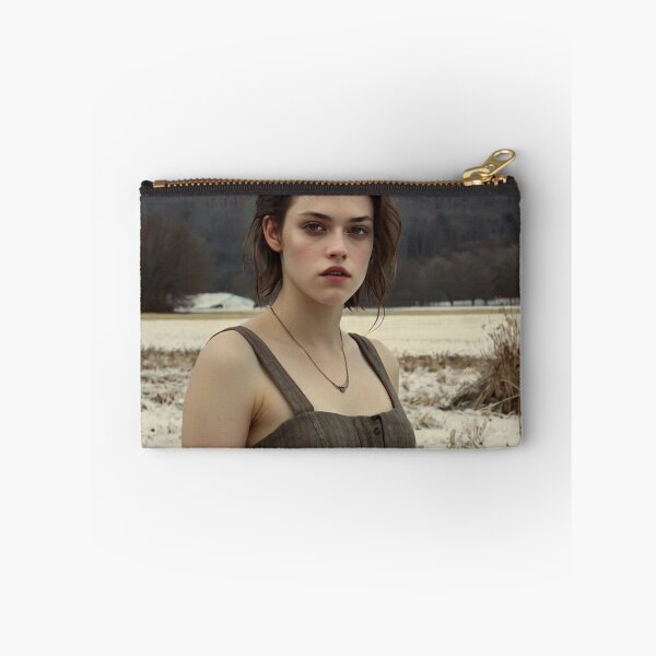 Item preview,  Autumnal fall seasonal art of a beautiful woman standing in a snowy field after Bougereau designed and sold by Vintage Designs +.