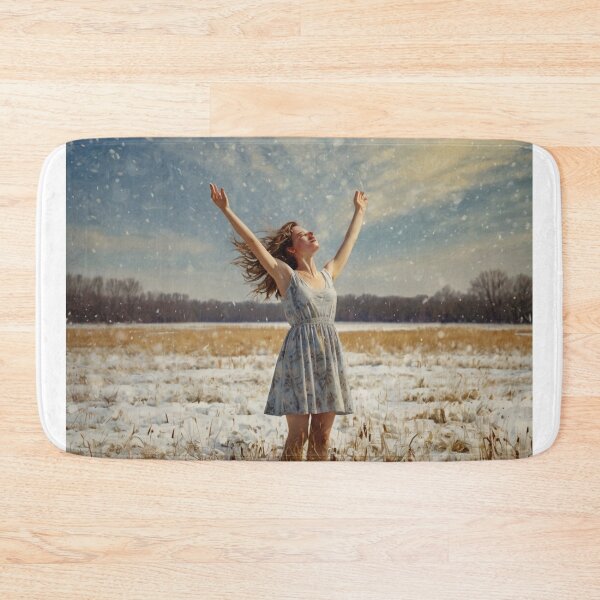 Item preview,  Autumnal fall seasonal art of a beautiful woman standing in a snowy field after Bougereau designed and sold by Vintage Designs +.