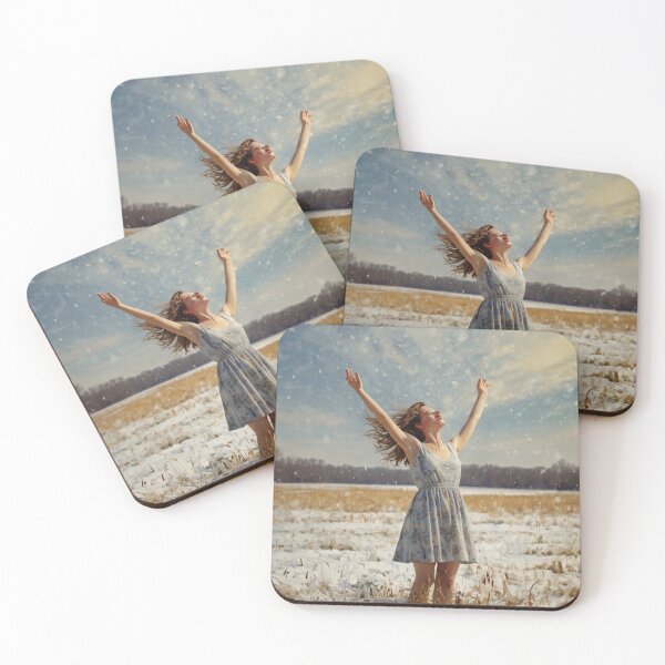 Item preview,  Autumnal fall seasonal art of a beautiful woman standing in a snowy field after Bougereau designed and sold by Vintage Designs +.