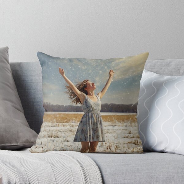 Item preview,  Autumnal fall seasonal art of a beautiful woman standing in a snowy field after Bougereau designed and sold by Vintage Designs +.