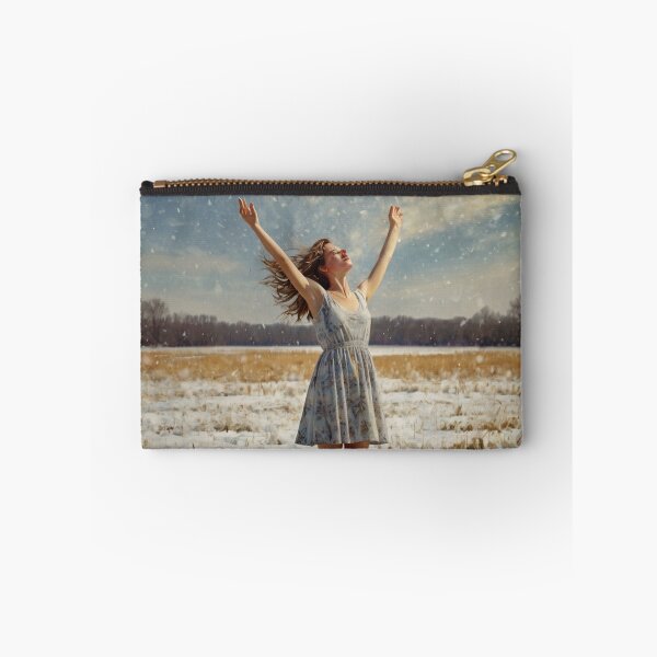 Item preview,  Autumnal fall seasonal art of a beautiful woman standing in a snowy field after Bougereau designed and sold by Vintage Designs +.