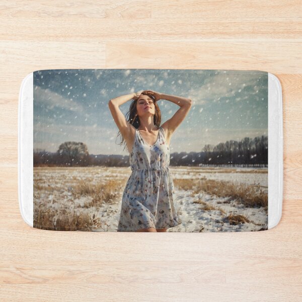 Item preview,  Autumnal fall seasonal art of a beautiful woman standing in a snowy field after Bougereau designed and sold by Vintage Designs +.