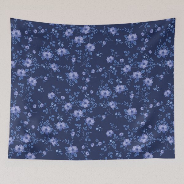 Item preview, Un estampado integral con flores y plantas azules.  designed and sold by www.superclo3d.com   www.kuhldesign.eu.