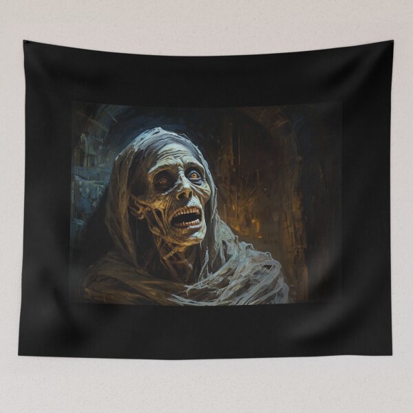 Item preview,  A creepy evil undead mummy painting designed and sold by Vintage Designs +.