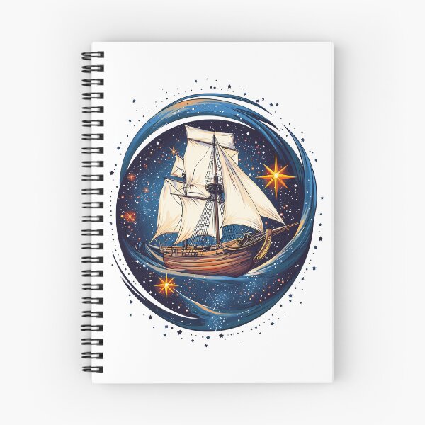 Artikelvorschau, Segelschiff in den Sternen, kosmisches nautisches Abenteuerdesign entworfen und verkauft von ThreadQuirk.
