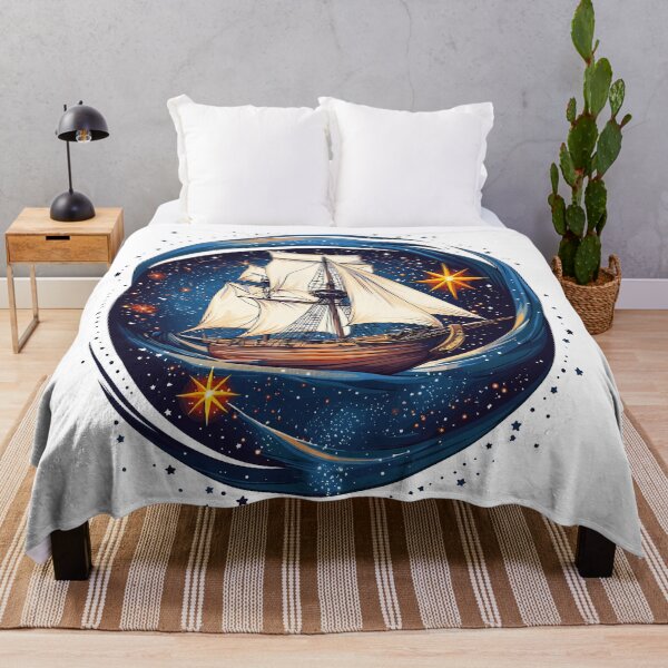 Item preview, Sailing Ship In The Stars Cosmic Nautical Adventure Design designed and sold by ThreadQuirk.