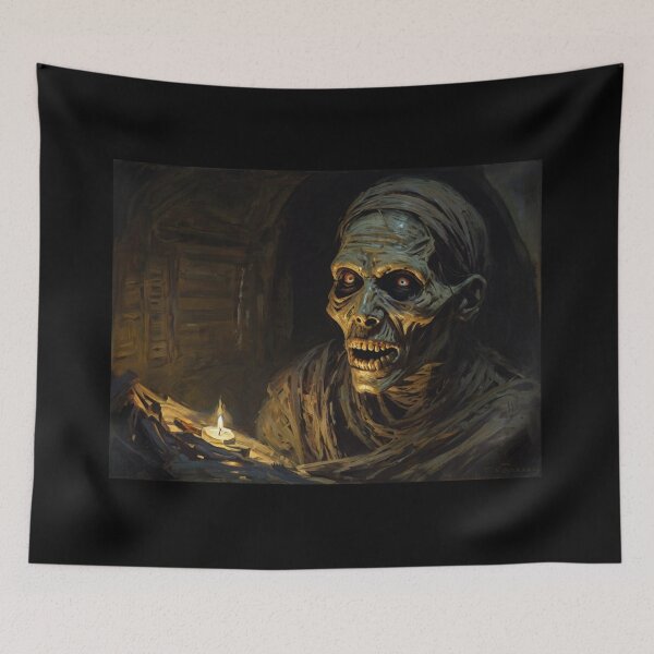Item preview,  A creepy evil undead mummy painting designed and sold by Vintage Designs +.