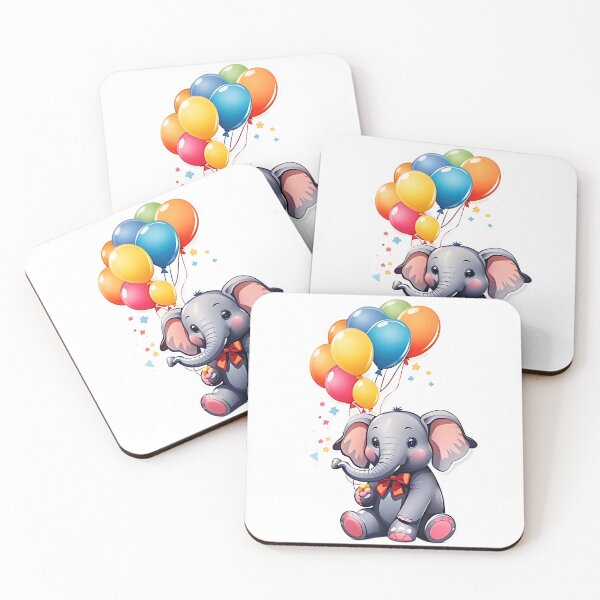 Item preview, Playful Baby Elephant with a Balloon designed and sold by FluffyPeels.