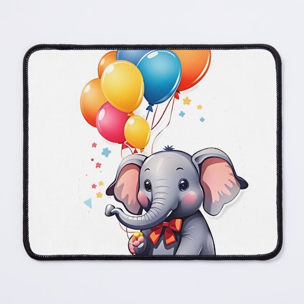 Item preview, Playful Baby Elephant with a Balloon designed and sold by FluffyPeels.
