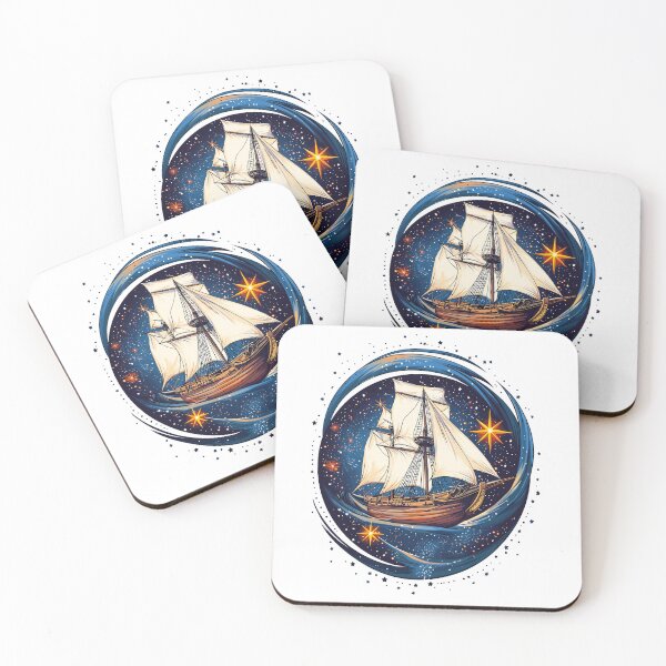 Item preview, Sailing Ship In The Stars Cosmic Nautical Adventure Design designed and sold by ThreadQuirk.