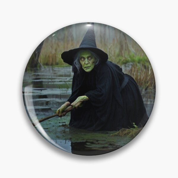 Item preview, Evil hag in her steamy bog old woman Witch painting artwork designed and sold by Vintage Designs +.