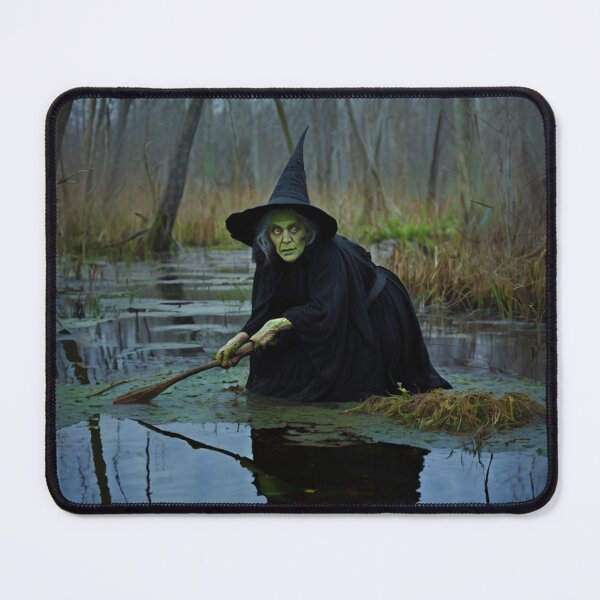 Item preview, Evil hag in her steamy bog old woman Witch painting artwork designed and sold by Vintage Designs +.
