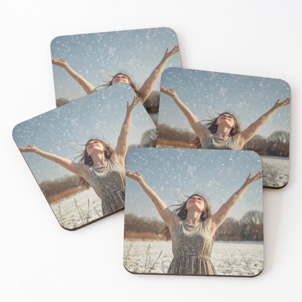 Item preview,  Autumnal fall seasonal art of a beautiful woman standing in a snowy field after Bougereau designed and sold by Vintage Designs +.