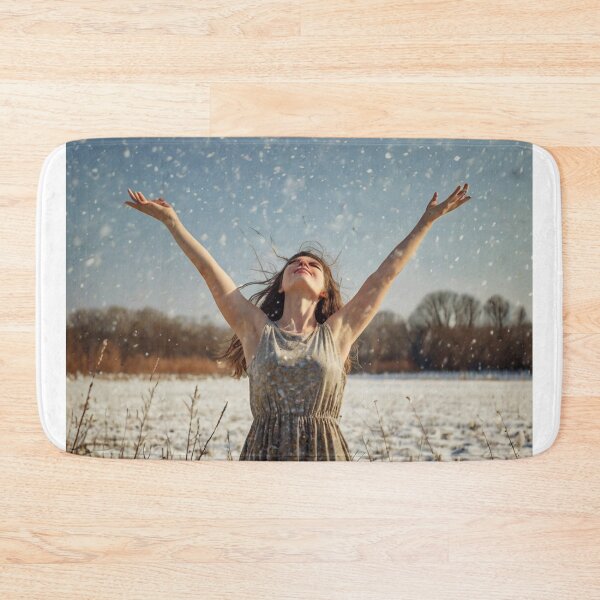 Item preview,  Autumnal fall seasonal art of a beautiful woman standing in a snowy field after Bougereau designed and sold by Vintage Designs +.