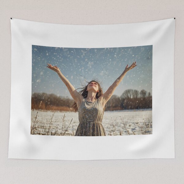 Item preview,  Autumnal fall seasonal art of a beautiful woman standing in a snowy field after Bougereau designed and sold by Vintage Designs +.