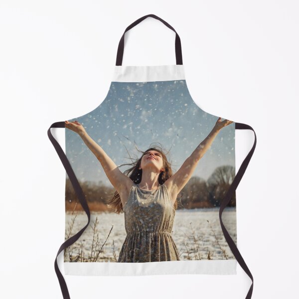Item preview, Autumnal fall seasonal art of a beautiful woman standing in a snowy field after Bougereau designed and sold by Vintage Designs +.