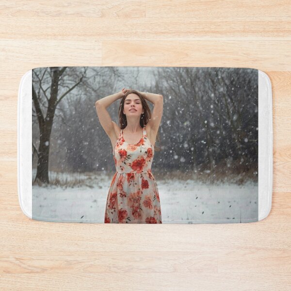 Item preview,  Autumnal fall seasonal art of a beautiful woman standing in a snowy field after Bougereau designed and sold by Vintage Designs +.