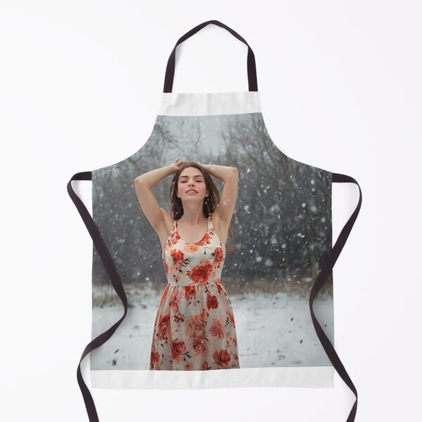 Item preview, Autumnal fall seasonal art of a beautiful woman standing in a snowy field after Bougereau designed and sold by Vintage Designs +.