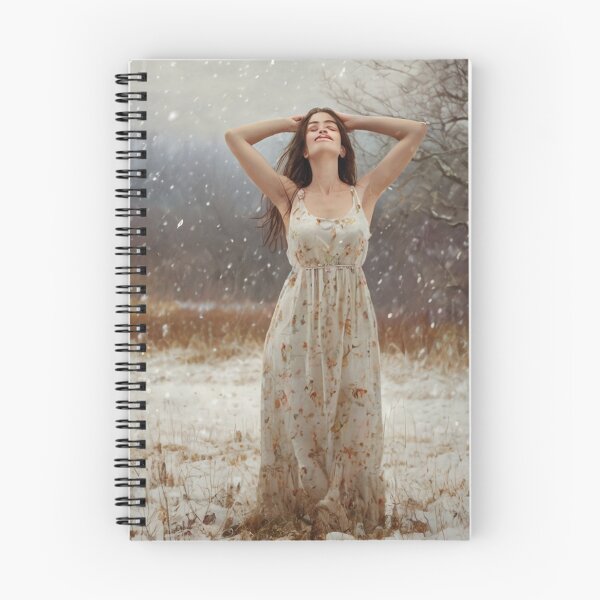 Item preview, Autumnal fall seasonal art of a beautiful woman standing in a snowy field after Bougereau designed and sold by Vintage Designs +.
