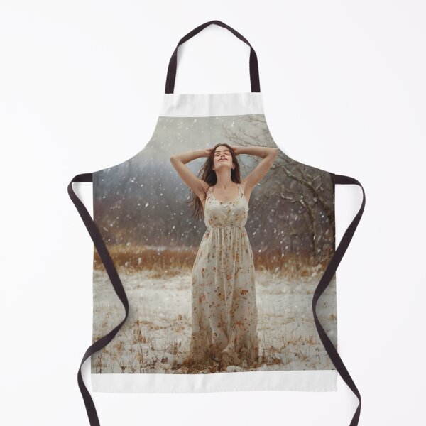 Item preview, Autumnal fall seasonal art of a beautiful woman standing in a snowy field after Bougereau designed and sold by Vintage Designs +.
