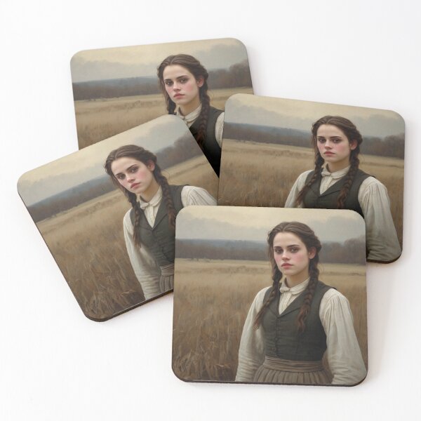 Item preview,  Autumnal fall seasonal art of a beautiful woman standing in a field after Bougereau designed and sold by Vintage Designs +.