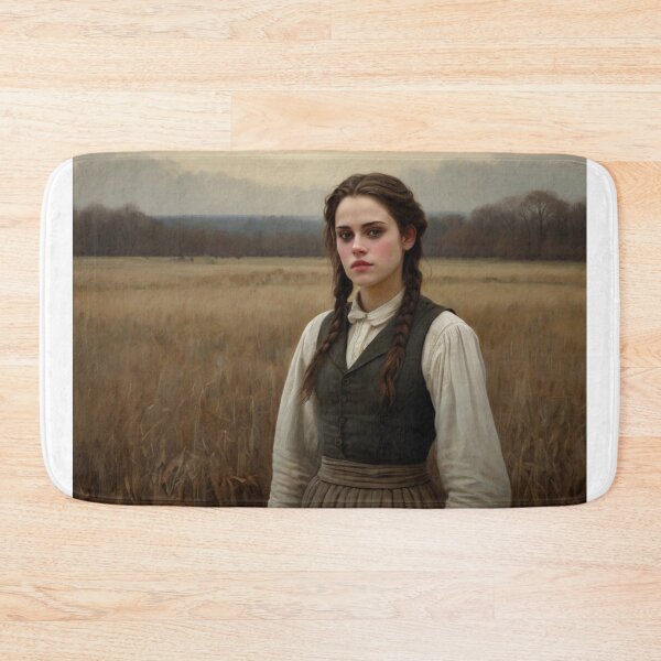 Item preview,  Autumnal fall seasonal art of a beautiful woman standing in a field after Bougereau designed and sold by Vintage Designs +.