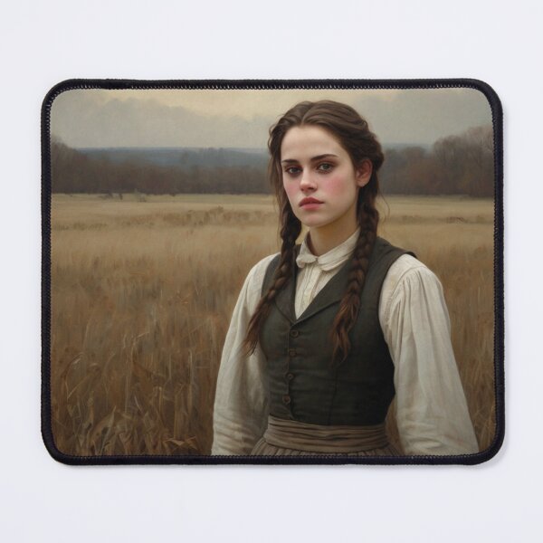 Item preview,  Autumnal fall seasonal art of a beautiful woman standing in a field after Bougereau designed and sold by Vintage Designs +.