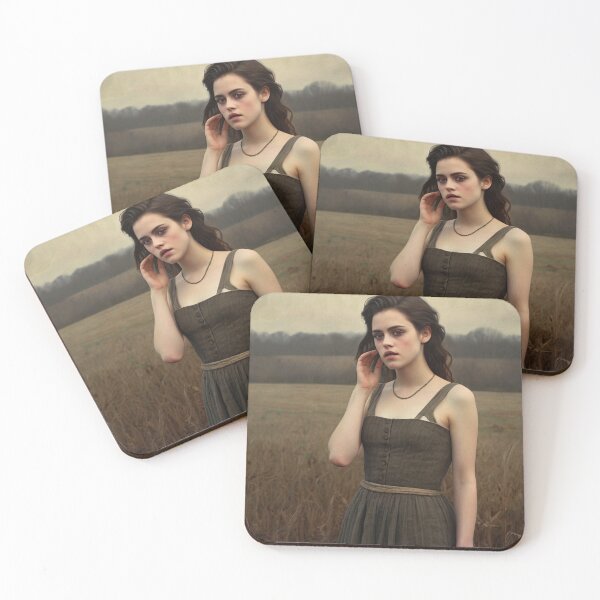 Item preview, Autumnal fall seasonal art of a beautiful woman standing in a corn field after Bougereau designed and sold by Vintage Designs +.