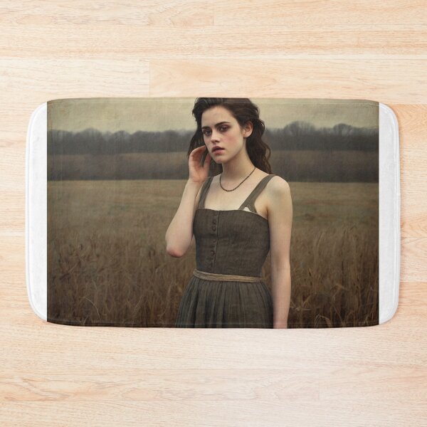 Item preview, Autumnal fall seasonal art of a beautiful woman standing in a corn field after Bougereau designed and sold by Vintage Designs +.