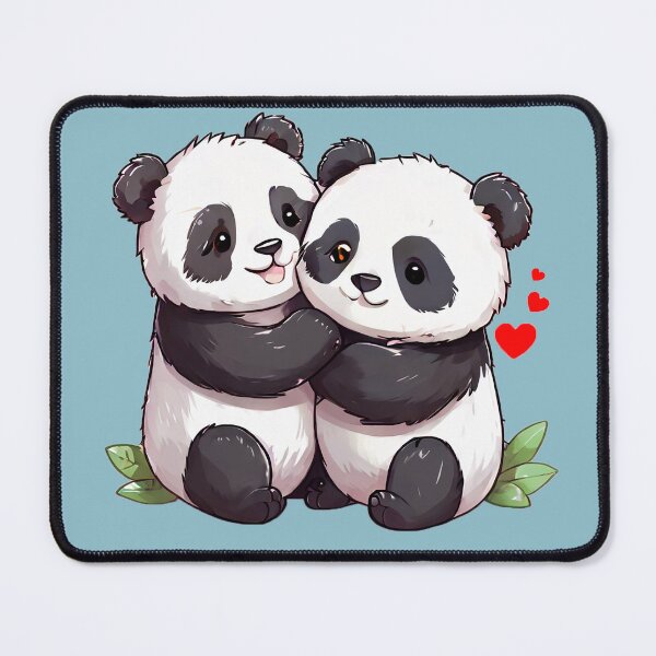 Item preview, Cute Pandas huging eachother with red Hearts Kawaii  designed and sold by Juana-.
