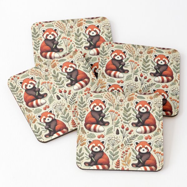 Item preview, Red Panda Pattern Cute Illustration Design designed and sold by CozyCustomPillows.