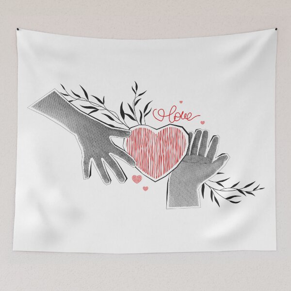 Item preview, Love, hands in halftone and heart collage style designed and sold by CHERRY--SHOP.