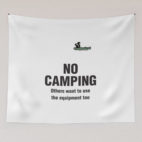 Item preview, Gym Squirrel No Camping black lettering (white also available) designed and sold by DJVYEATES.