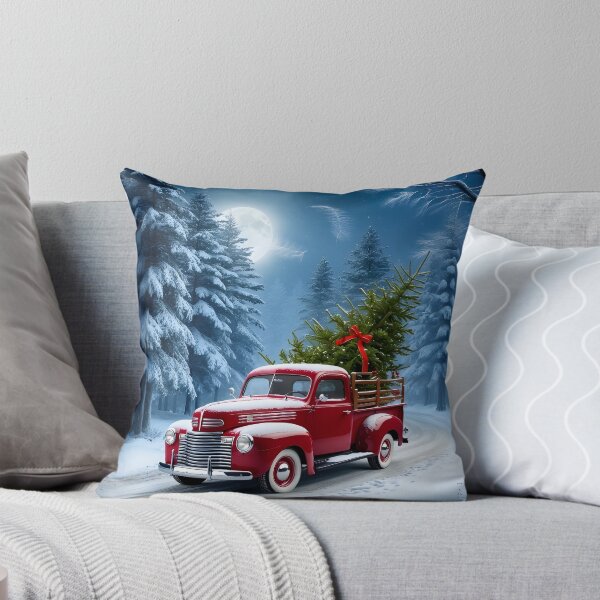 Item preview, Vintage Christmas Red Truck with Tree - Nostalgic Holiday Winter Scene by LaLi Designs designed and sold by LaLi-Designs.