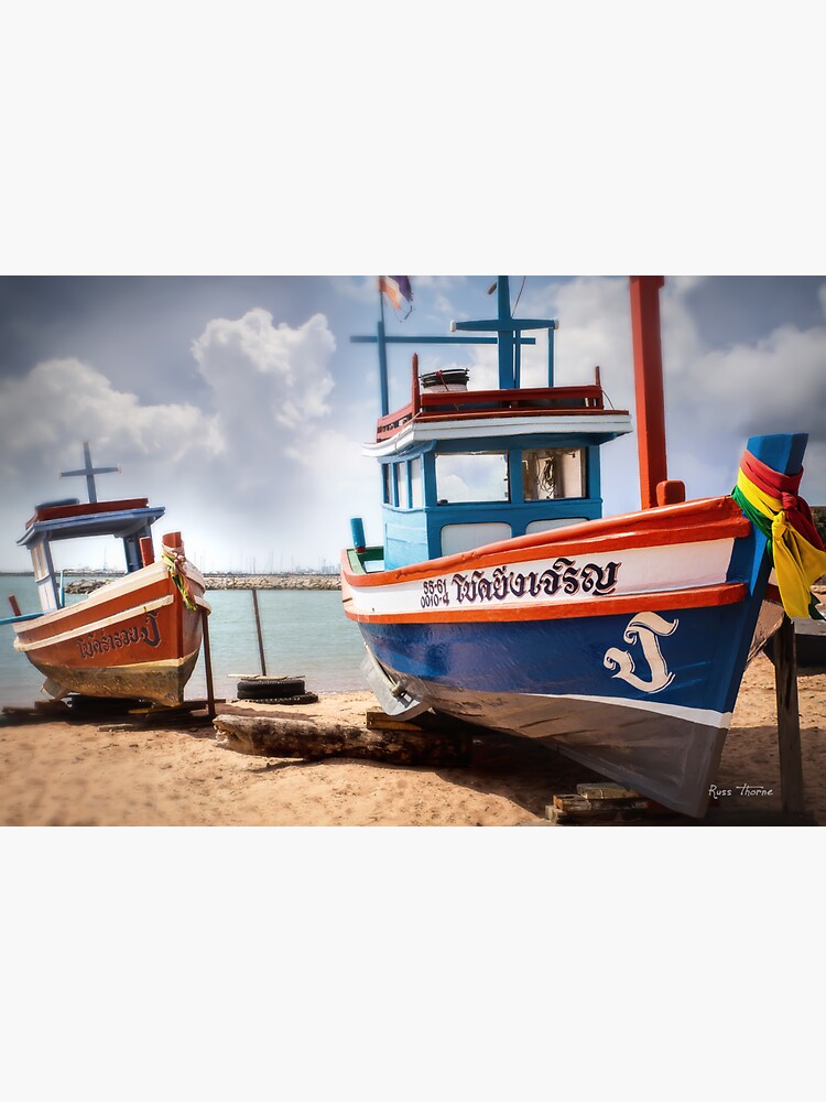 Thumbnail 3 of 3, Sticker, Thai Fishing Boats designed and sold by wrassell.