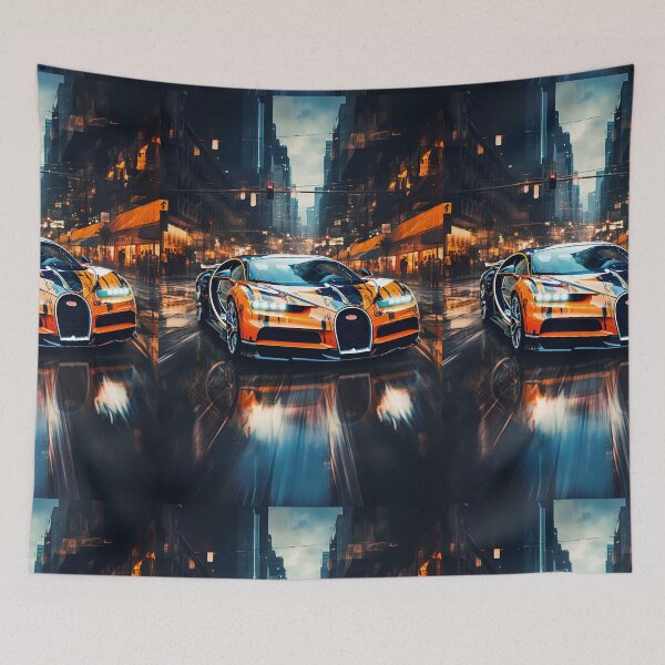 Item preview, Bugatti Chiron Hypercar in Rainy City Style designed and sold by RevUpDesign.