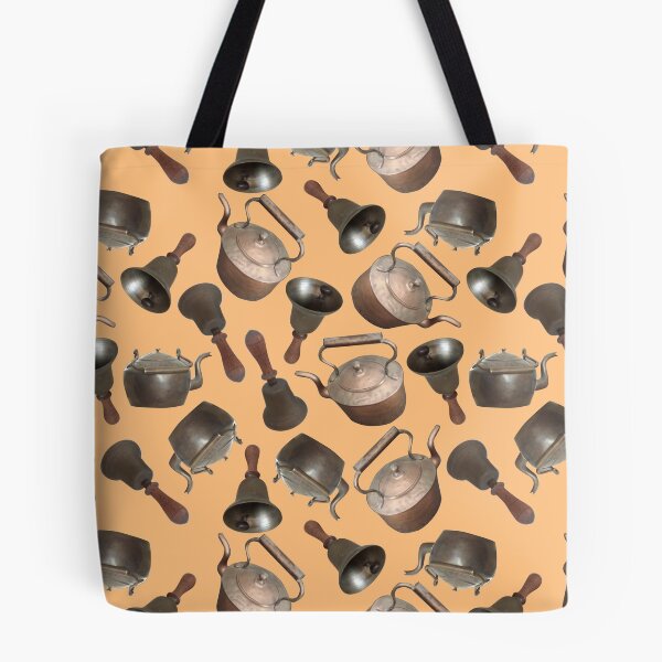 Item preview, Antique Bells and Copper Kettles on Apricot designed and sold by Art in My Loft.