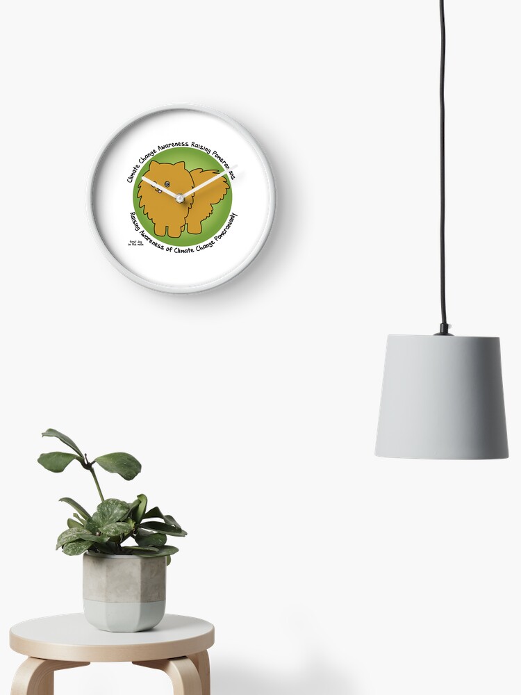 Thumbnail 2 of 4, Clock, Climate Change Awareness Raising Pomeranians designed and sold by firstdog.