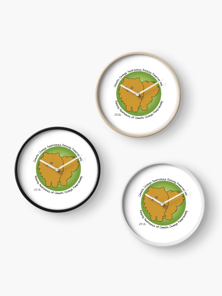 Thumbnail 3 of 4, Clock, Climate Change Awareness Raising Pomeranians designed and sold by firstdog.