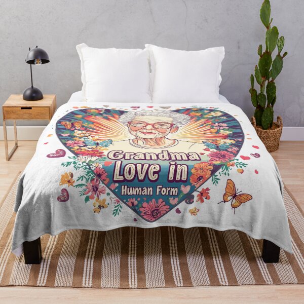 Item preview, Heartfelt "Grandma Love in Human Form" Floral and Butterfly Art designed and sold by ThreadQuirk.
