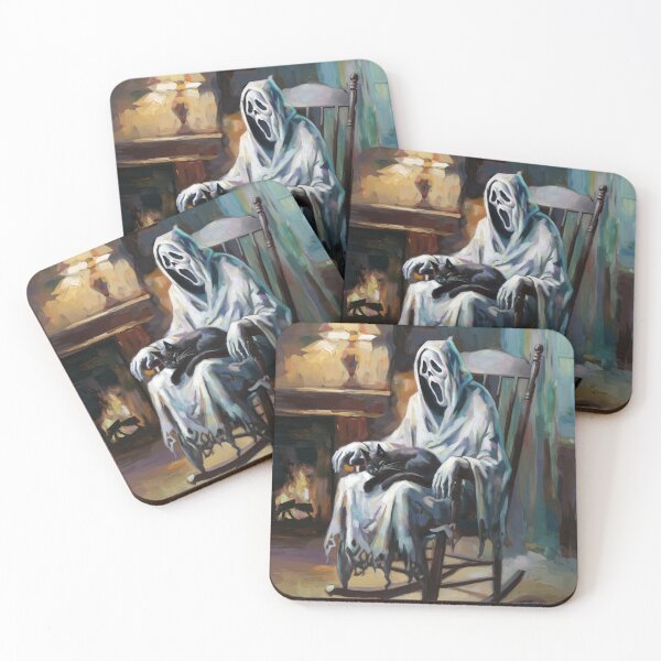 Item preview, Halloween Ghost and Cat Impressionism Style Painting designed and sold by PurrGreen.
