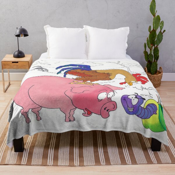 Item preview, Humorous Cartoon Farmyard with Pig, Rooster and Grub designed and sold by Amanda Roussos.