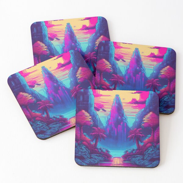Item preview, Neon Tropical Futuristic Landscape – Sci-Fi Vibes designed and sold by RaiyaTees.