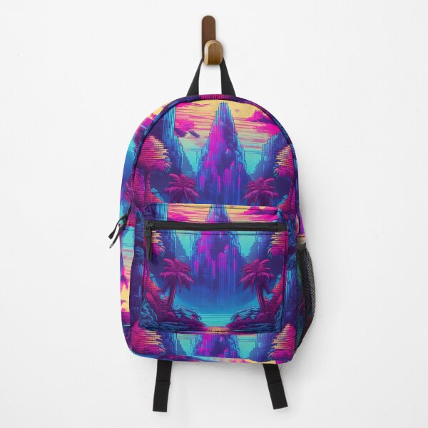 Item preview, Neon Tropical Futuristic Landscape – Sci-Fi Vibes designed and sold by RaiyaTees.