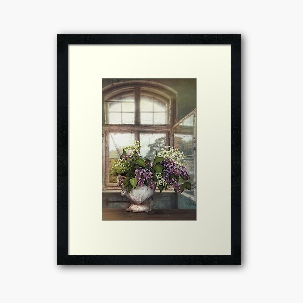 Lilacs in the window Framed Art Print