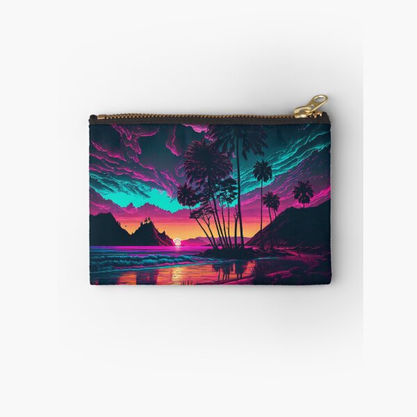 Item preview, Neon Sunset on a Tropical Shore Vaporwave designed and sold by AdamesArtStudio.