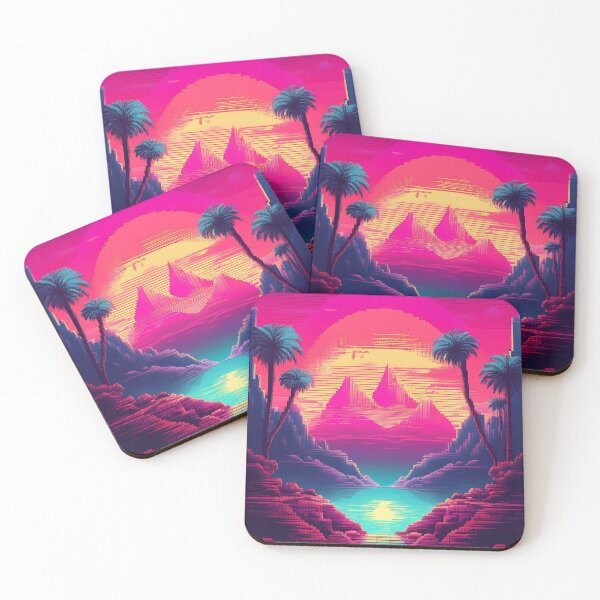 Item preview, Retro Neon Tropical Sunset – Futuristic Art designed and sold by RaiyaTees.