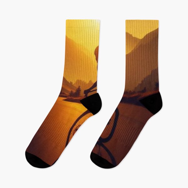 Item preview, A Silhouette Of A Cyclist Speeding Down A Mountain Trail. designed and sold by IrsathThaslima.